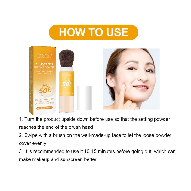 RCSCBC Powder sunscreen for face， SPF 50 Brush Sunscreen Powder for Face & Scalp,Lasting Lightweight Breathable, for All Skin (1PCS) - Image 3